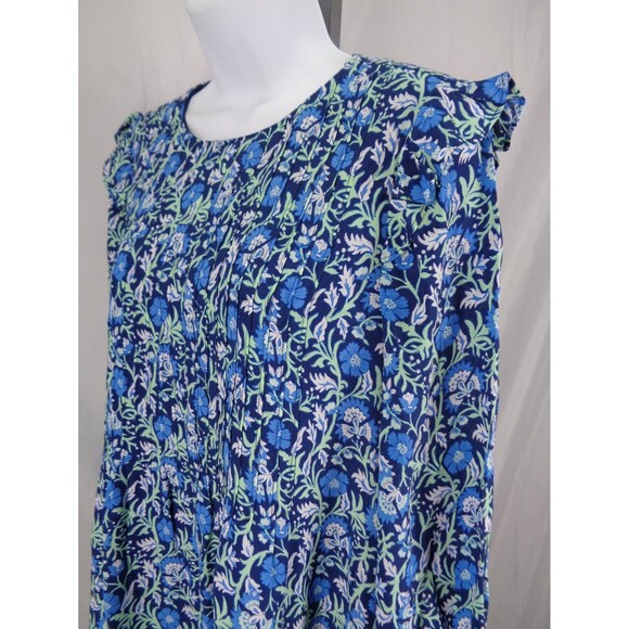 Vineyard Vines Blue Floral Winter Garden Pintuck Mini Dress Size XS - Picture 7 of 15